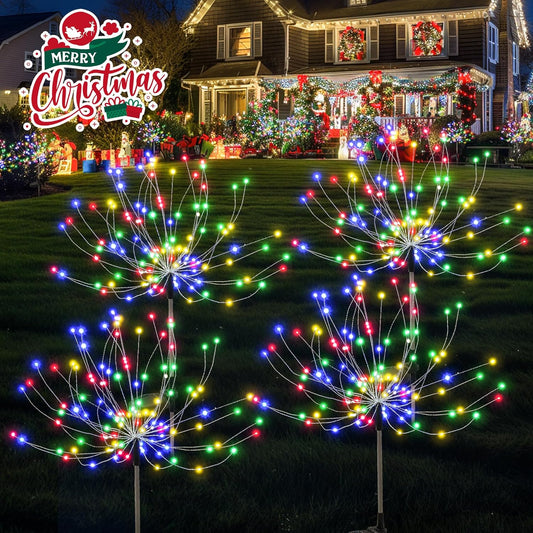 Garden Decor Solar Lights Outdoor,120LED Waterproof Colorful Solar Garden Lights for Christmas, Halloween Decoration,Yard, Patio, Porch,Flower Pot,Pathway (4Pack)